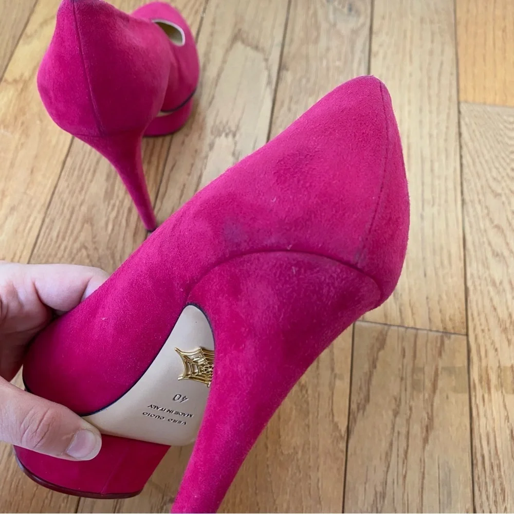 Charlotte Olympia Dolly platform heels pink‎ suede size 40